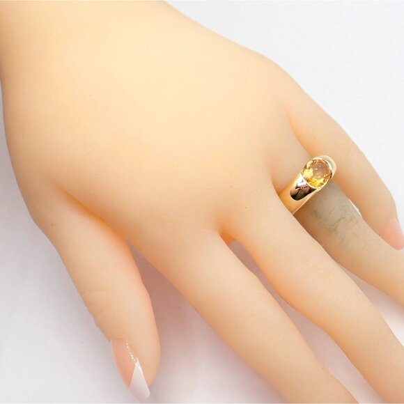 Authentic! Cartier 18k Yellow Gold Citrine Wide Large Ellipse Band Ring Size 5.5 - Picture 5 of 15